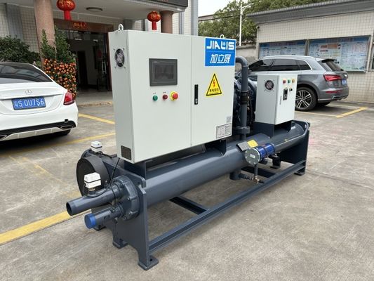 59,5m3/h शीतलन प्रवाह के साथ पानी से ठंडा चिलर 5-35.C तापमान सीमा 380-415V बिजली की आपूर्ति